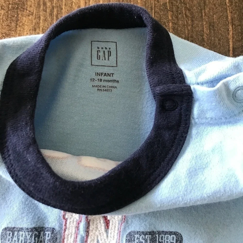 Gap Baby Infant Get In Line Girls Blue Baby Top One Piece Size 12-18 Months‎